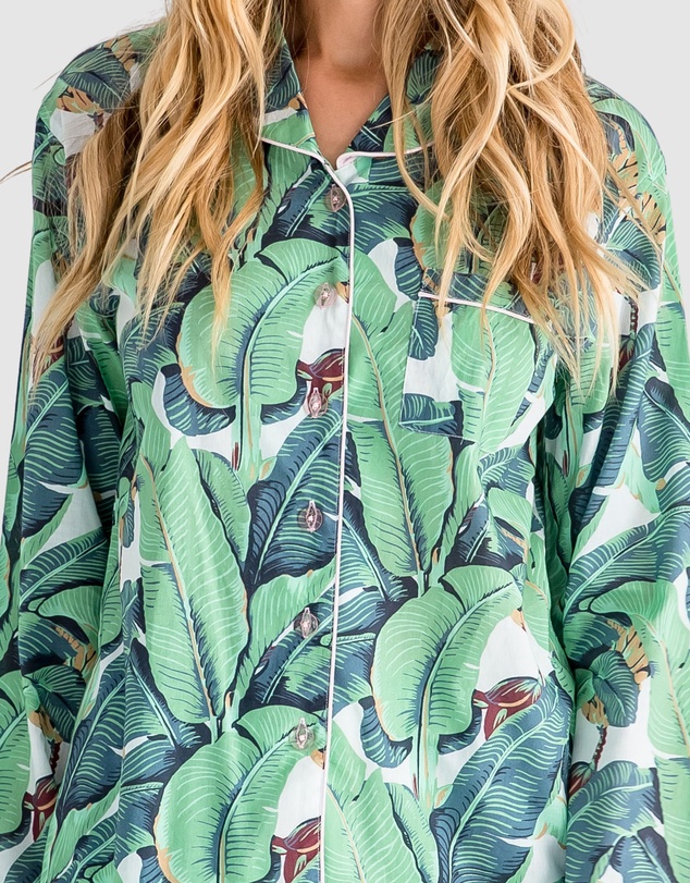 Sant And Abel - Women's Martinique® Green Banana Leaf Long PJ Set