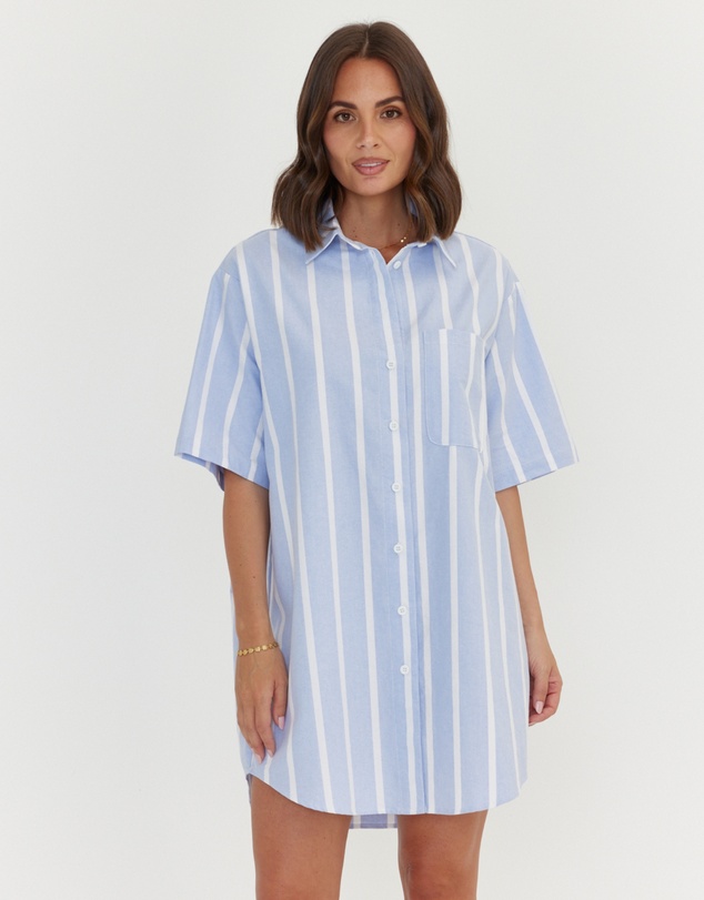 ALEXANDRA - Apex Dress Chambray Blue Stripe