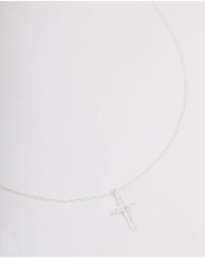 Lovisa - Sterling Silver Cubic Zirconia Marquise Cross Necklace