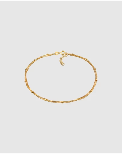 Elli Jewelry - Double Chain Anklet in Gold-Plated 925 Silver