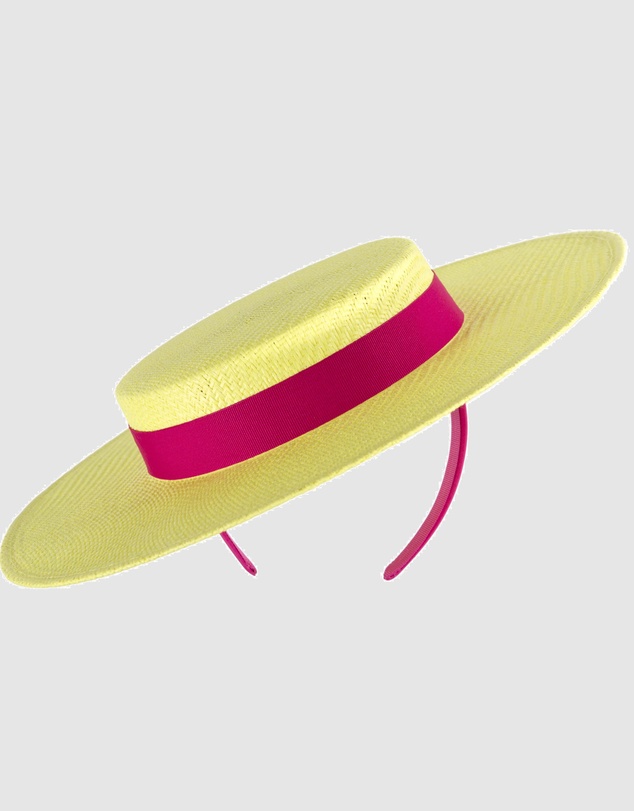 Max Alexander - Yellow and Fuchsia Boater Hat