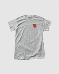 KFD - Kfd Boom Men Logo Cotton Tshirt Relaxed Fit Crew Neck Grey/Orange