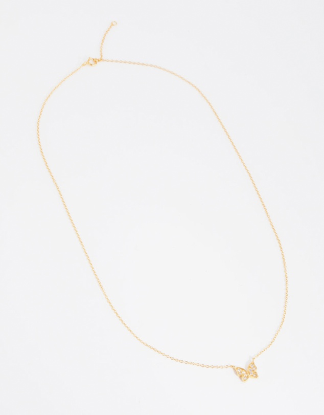 Lovisa - Gold Plated Sterling Silver Pave Butterfly Necklace