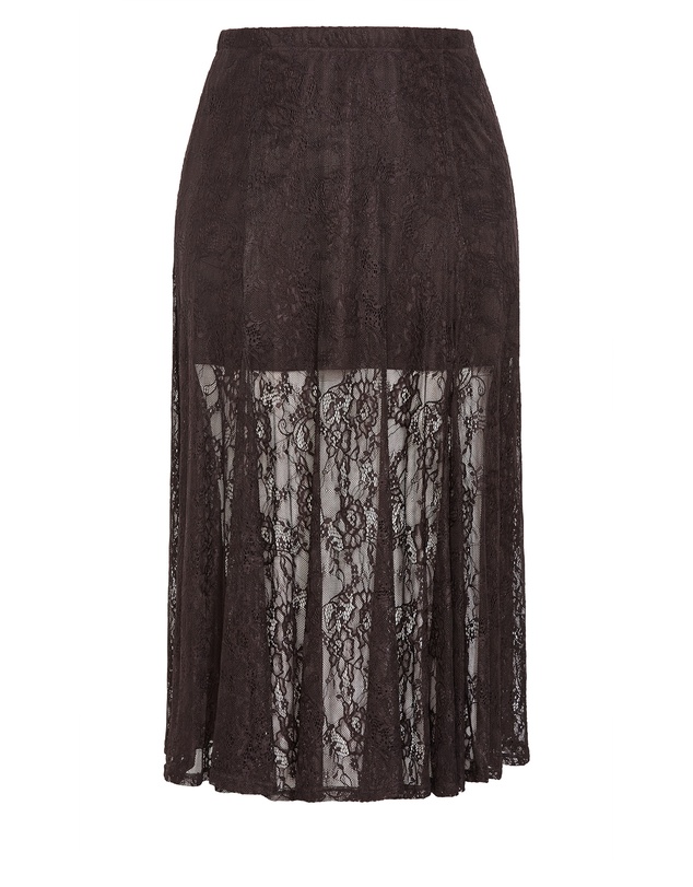 City Chic - Plus size Lacey Maxi Skirt - espresso