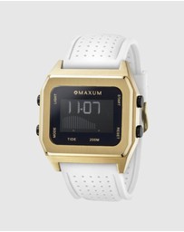 Maxum - Raglan Tide Watch – Gold Case, Black Dial & White Silicone Strap