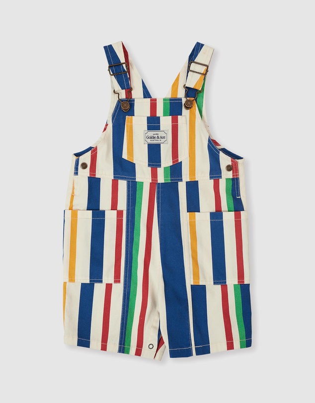 Goldie + Ace - 90s Bold Stripe James Denim Pocket Overalls - Babies-Kids