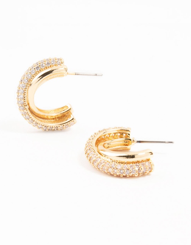 Lovisa - Mixed Metals Cubic Zirconia Cross Hoop Earrings