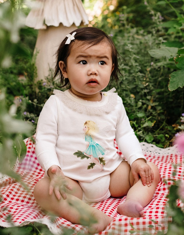 Fleur Harris - 'Silky the Fairy' Frill Bodysuit in Cream
