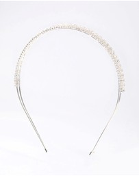 Lovisa - Silver Cubic Zirconia Round Stone Encased Headband