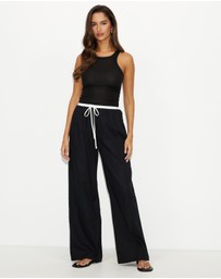 Dazie - Lido Contrast Linen Blend Pants
