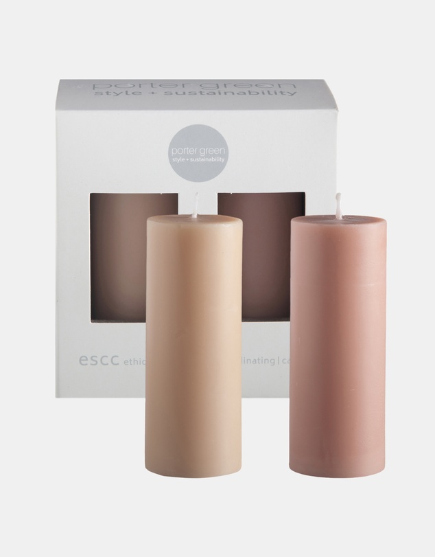 porter green - escc small pillar candle soy-blend unscented candles