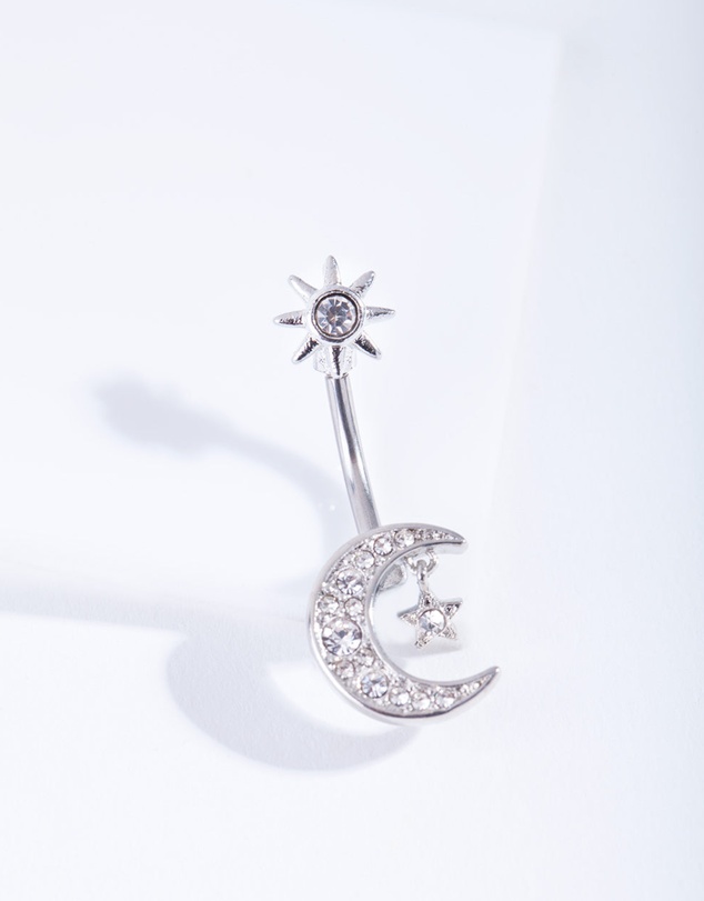 Lovisa - Titanium Moon Star Belly Bar