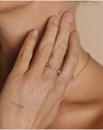Astrid & Miyu - Opal Pear Bezel 18ct Gold Plated Band Ring