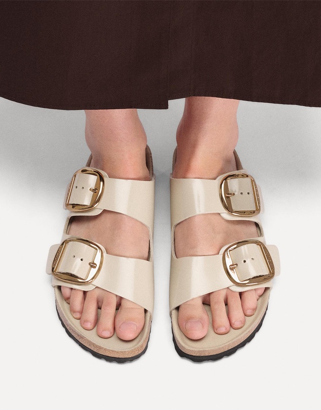 Birkenstock - Arizona Big Buckle Natural Leather Patent Regular - Women's