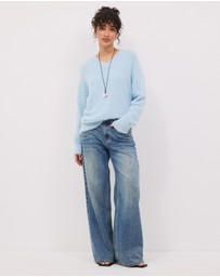 Calli - Rae V-Neck Fluffy Knit Oversized Jumper