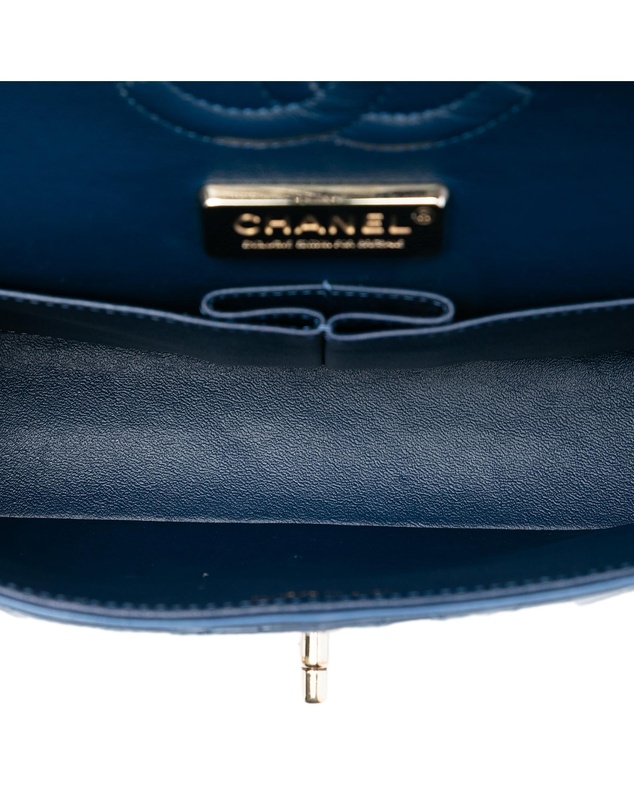 Pre-Loved by Azura Reborn - Pre-Loved Medium Classic Glazed Calfskin Camellia Double Flap