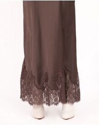 Petal & Pup - Alira Lace Trim Midi Skirt - Brown