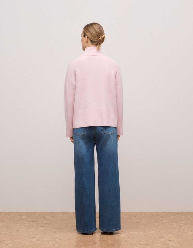 Trenery - Alpaca Merino Blend Relaxed Mock Neck in Light Blush