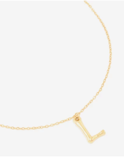 Lovisa - Waterproof Gold Plated Stainless Steel Bamboo Letter L Necklace
