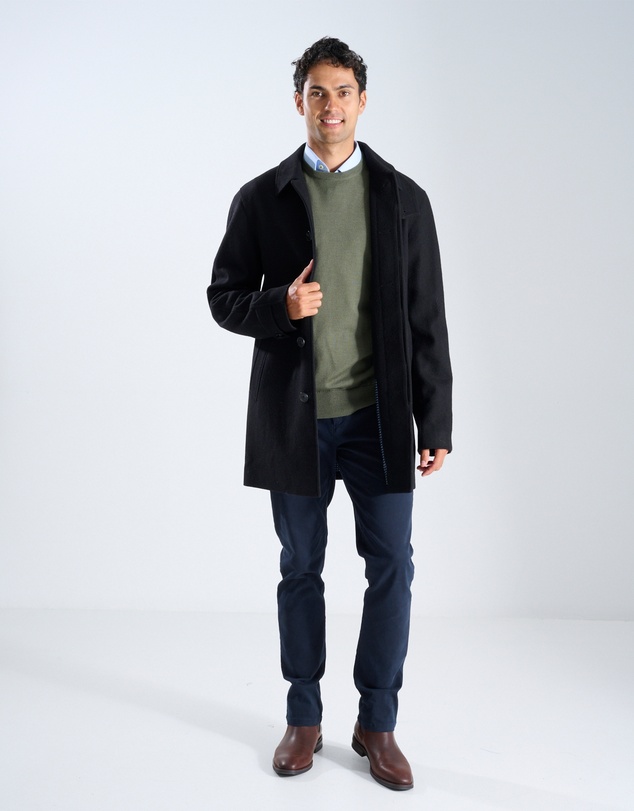 3 Wise Men - 3 Wise Men Crawford Wool Coat - Black