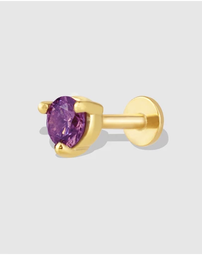 Wanderlust + Co - Birthstone Gold Flat Back Earring - Jun