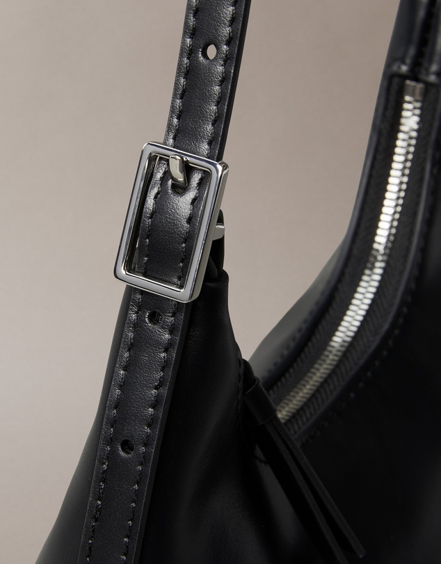 Calvin Klein - Monogram Logo Emblem Leather Small Shoulder Bag