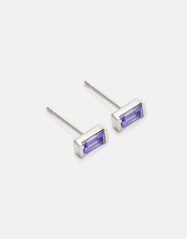 Kirstin Ash - Baguette Birthstone Studs December - Tanzanite