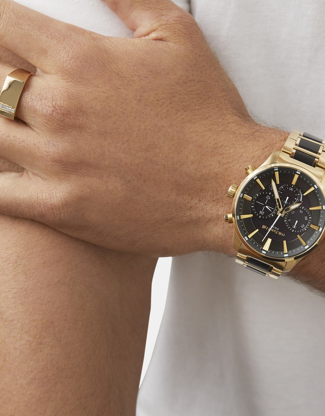 Michael Hill - Solar Powered Men's Watch with Gold and Black Tone in Stainless Steel