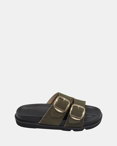 Human - Women's Ruby Slide Sandals Sage Suede