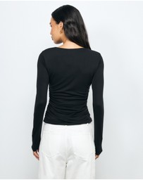 AERE - Emma Draped Cupro Top