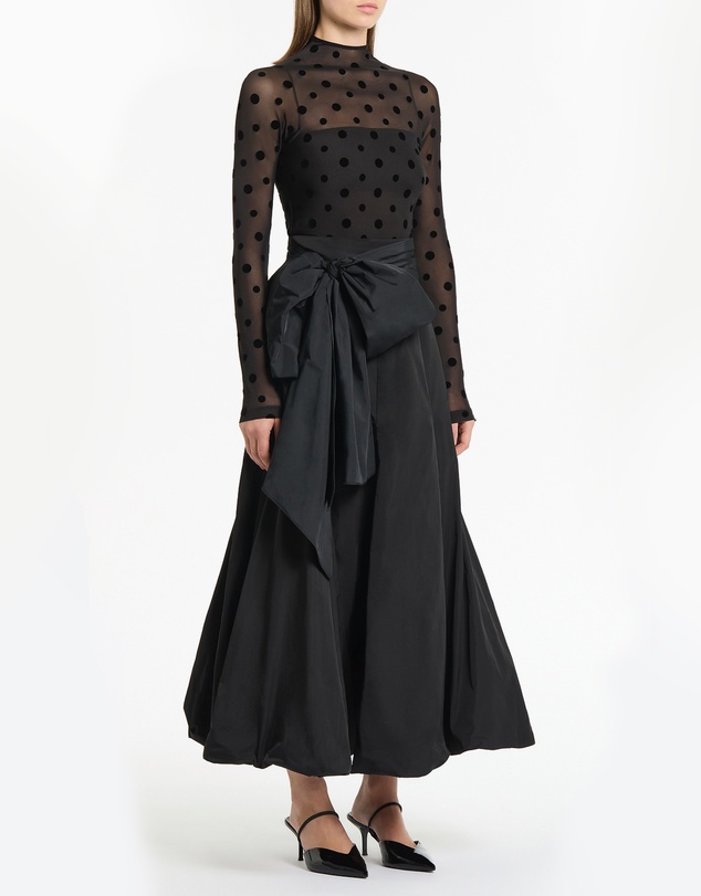 Carla Zampatti - Black Mesh Spot Long Sleeve Top