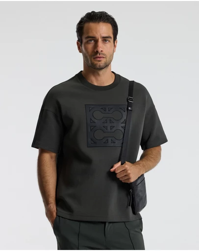 Calibre - Loose Fit Monogram Sweat T-shirt Khaki