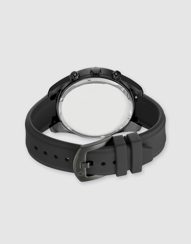 Maxum - Lansdowne Multifunction Chrono Black Case & Dial With & Black Silicone Band
