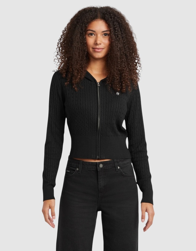 GUESS - GUESS JEANS Cable-Knit Hooded Cardigan