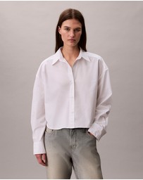Calvin Klein - Poplin Relaxed Cropped Button-Down Shirt