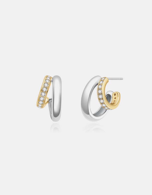 Ania Haie - Ania Haie Two-Tone Sparkling Stud Hoop Earrings