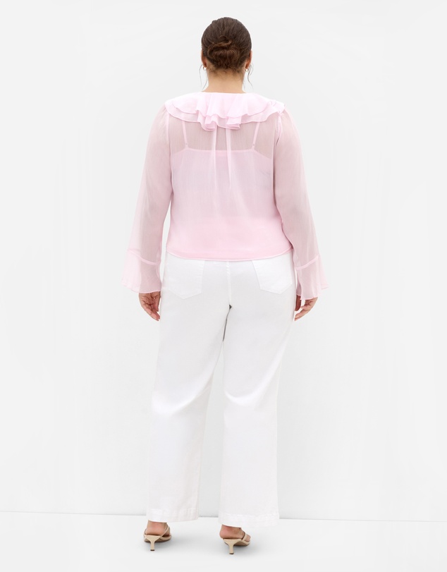 City Chic - Plus size Luscious Sheer Ruffles Top - pout