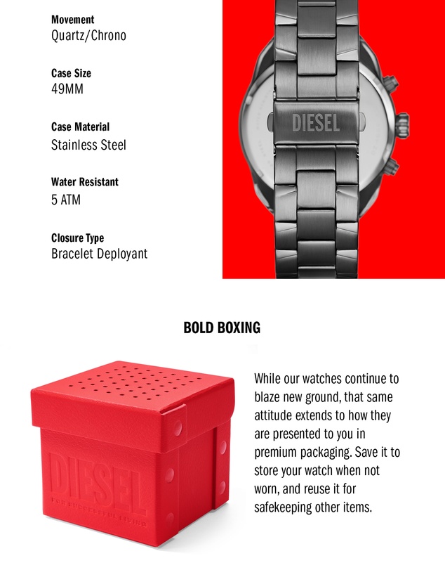 Diesel - Spiked Gun-Metal Chronograph Watch