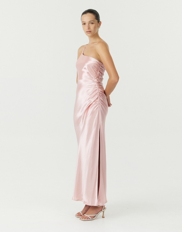 Third Form - Satin Gather One Shoulder Dress