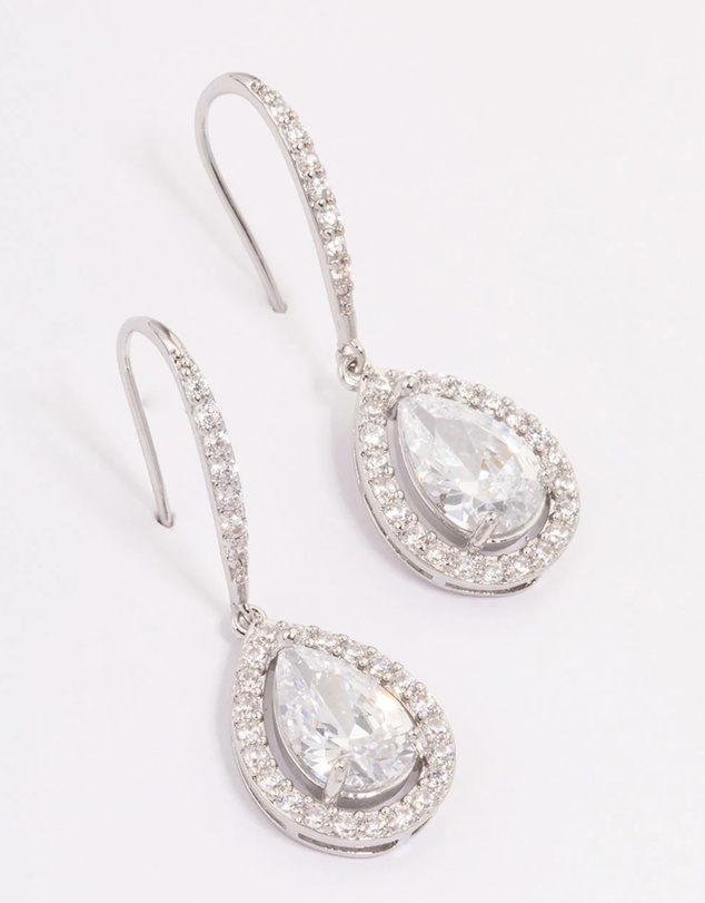 Lovisa - Silver Cubic Zirconia Teardrop Earrings
