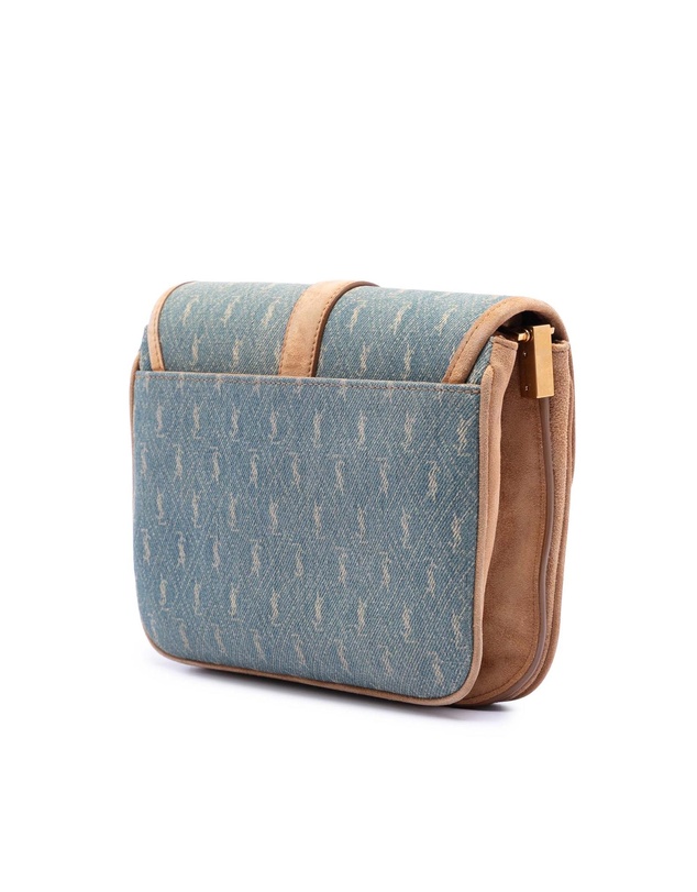 Pre-Loved by Azura Reborn - Pre-Loved Suede Trimmed Denim Monogram Allover Crossbody