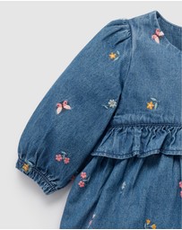 Purebaby - Denim Embroidered Dress -Kids-Babies