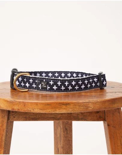 Mog & Bone - Hemp Dog Collar & Lead - Navy Cross