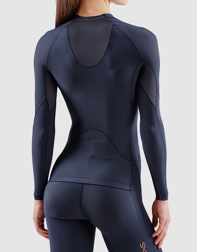 SKINS - SKINS Compression Women's Series-5 Activewear Long Sleeve Top Navy Blue