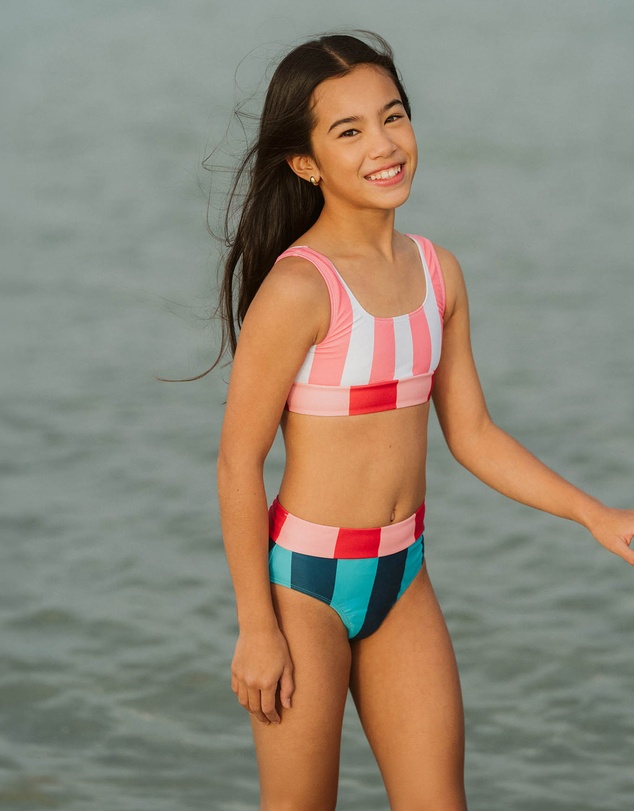 Minihaha - Astrid Multi Stripe 3 Piece Swim Set - Teens