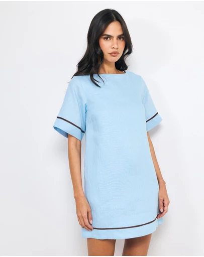 AERE - Odele Contrast Linen Mini Dress