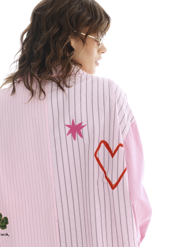 THE TALES - Half n Half Illustrated Soleil Stripe Shirt