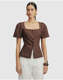 AERE - Audrey Short Sleeve Linen Vest