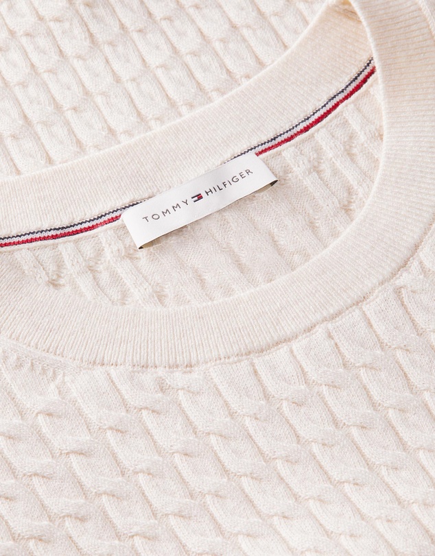Tommy Hilfiger - Cotton Cable Fine Gauge Crew Neck Short Sleeve Sweater