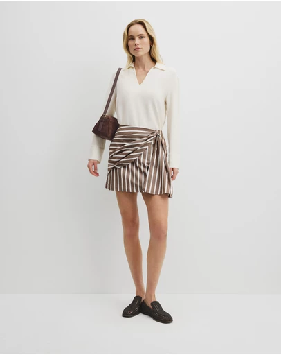Country Road - Stripe Bow Drape Skirt